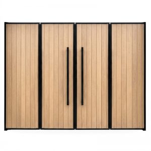 bộ cổng 4 cánh phong cahcs hiện đại màu vàng gỗ