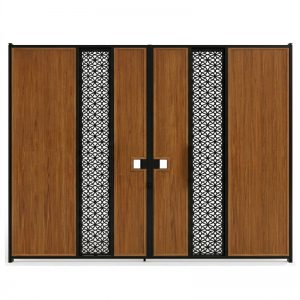 bộ cổng gỗ nhựa 2 cánh kết hợp hoa văn cnc