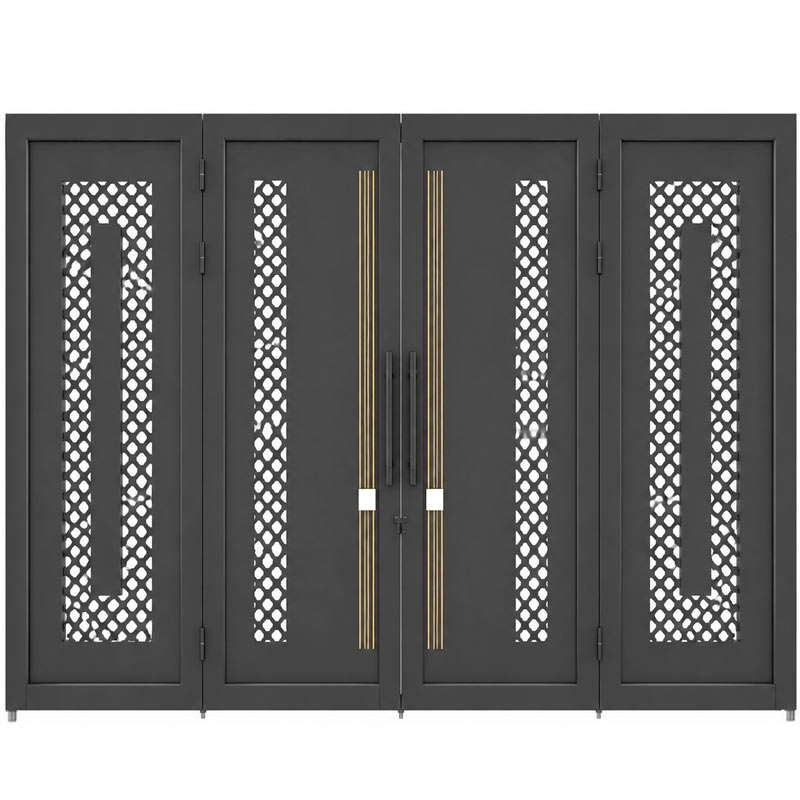 bộ cổng thép 4 cánh cnc hoa văn tròn đối xứng
